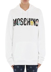 Moschino Calico Animals Logo Cotton Hoodie in Fantasy Print White at Nordstrom