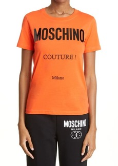 Moschino Fitted Logo Organic Cotton T-Shirt in Fantasy Print Red at Nordstrom