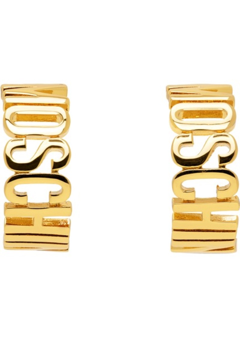 Moschino Gold Lettering Logo Small Earrings