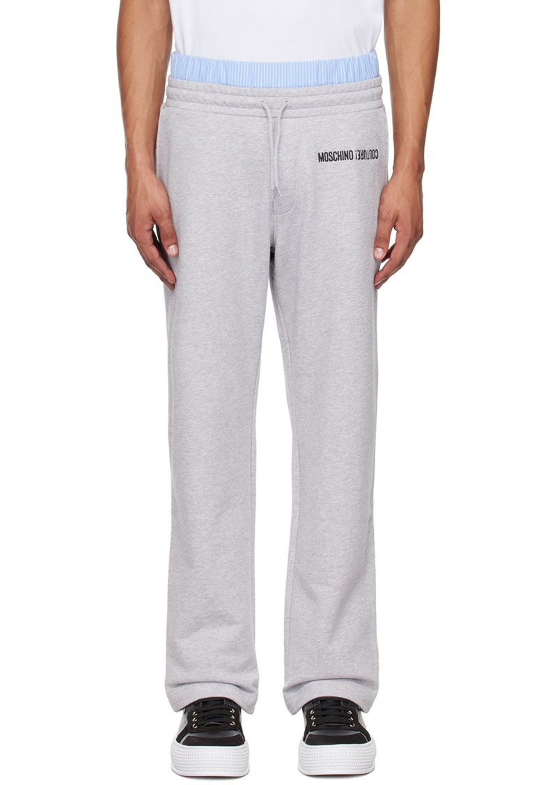 Moschino Gray Upside Down Logo Sweatpants