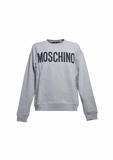 MOSCHINO Ice grey cotton crew-neck sweatshirt with logo print Moschino