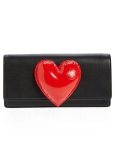 Moschino Inflatable Heart Calfskin Leather Clutch in A1555 Fantasy Print Black at Nordstrom