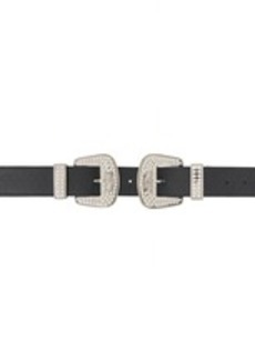 Moschino Jeans Black Crystal Double-Buckle Belt