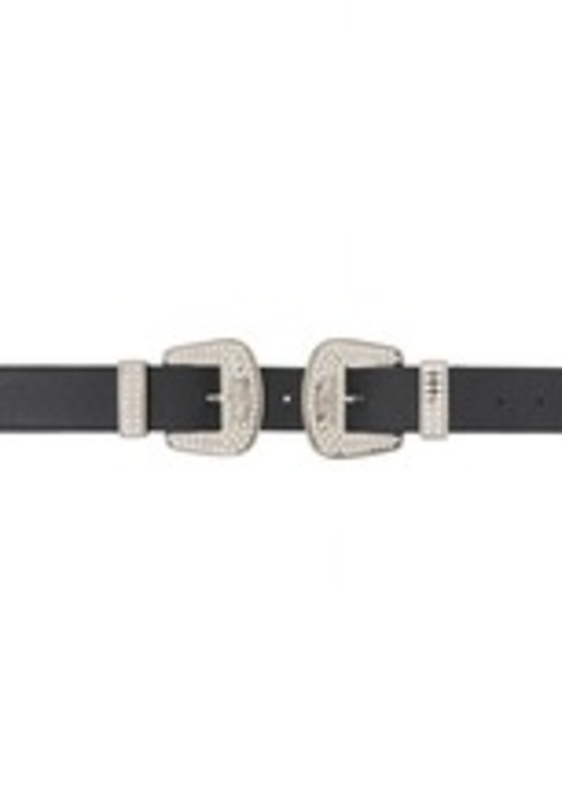 Moschino Jeans Black Crystal Double-Buckle Belt