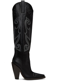 Moschino Jeans Black High Western Boots