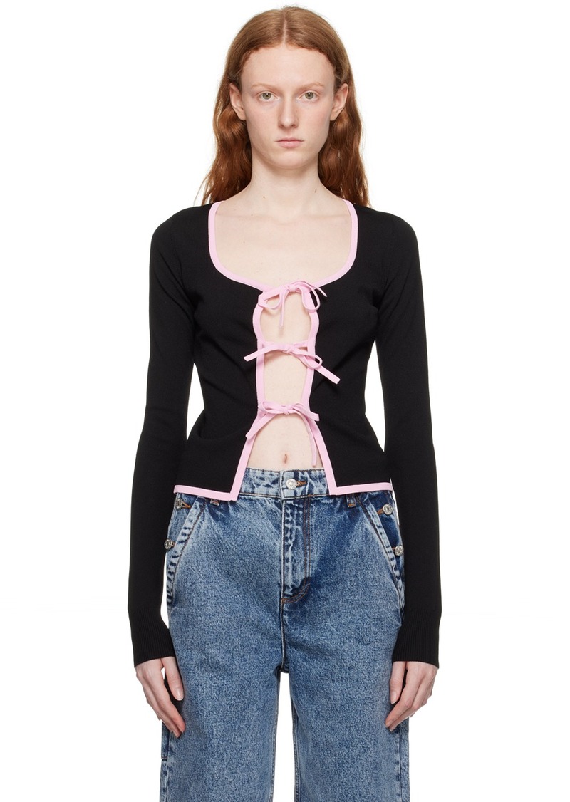 Moschino Jeans Black Self-Tie Cardigan