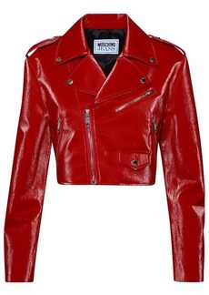 MOSCHINO JEANS CROP LEATHER JACKET