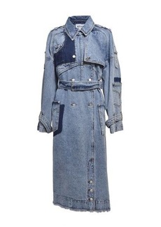 MOSCHINO JEANS Denim blu vintage-effect double-breasted long jacket Moschino Jeans