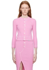 Moschino Jeans Pink Button Cardigan