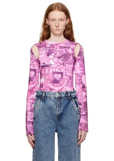 Moschino Jeans Pink Graphic Bodysuit