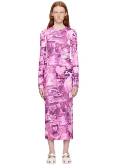 Moschino Jeans Pink Graphic Maxi Dress