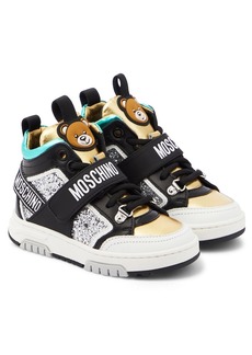 Moschino Kids Logo leather high-top sneakers