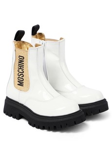 Moschino Kids Logo patent leather boots