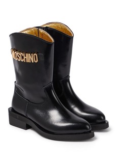 Moschino Kids Logo patent leather cowboy boots