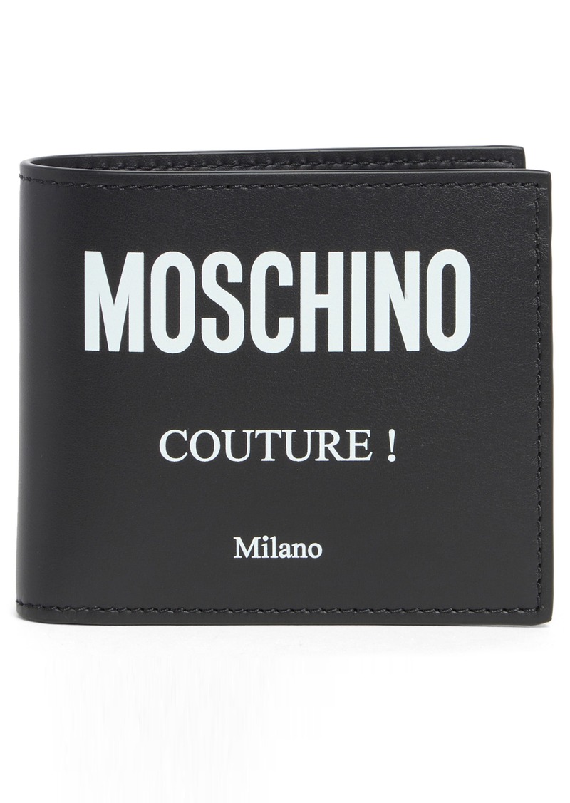 Moschino Leather Bifold Wallet in Black Print at Nordstrom Rack