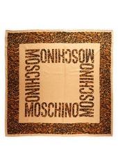 Moschino Leopard Spot Logo Square Silk Scarf