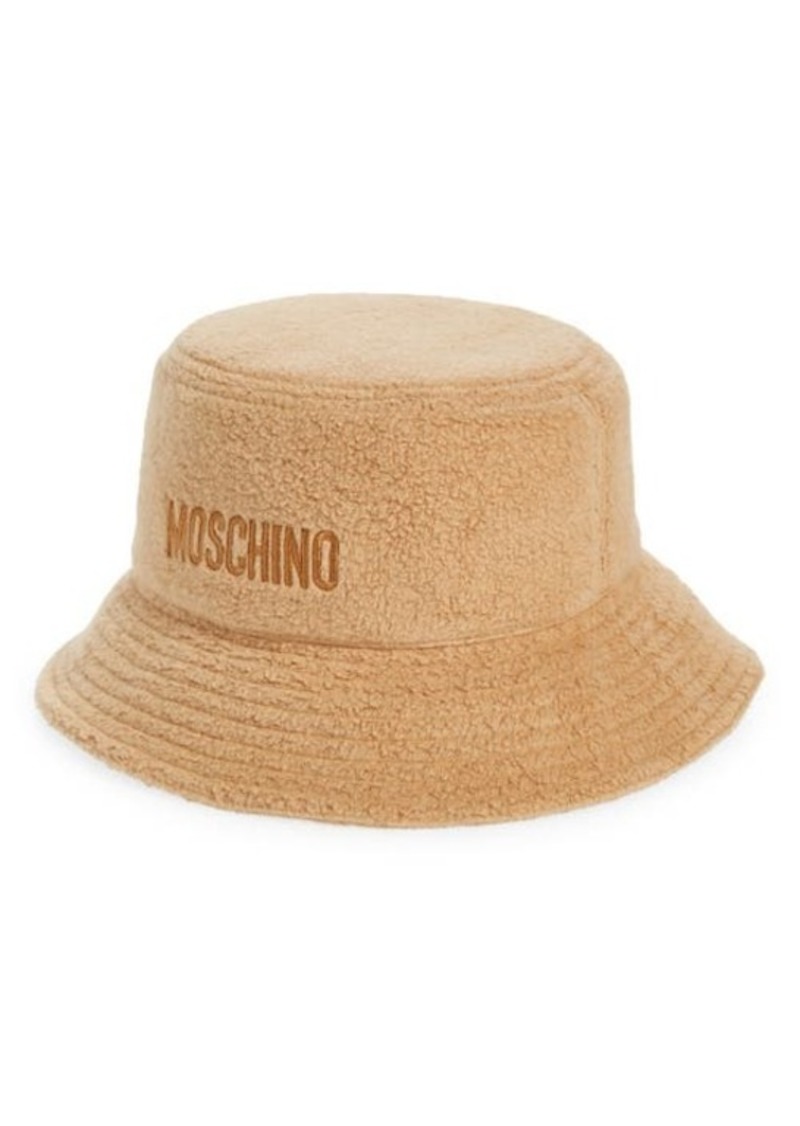 Moschino Logo Embroidered Teddy Fleece Bucket Hat