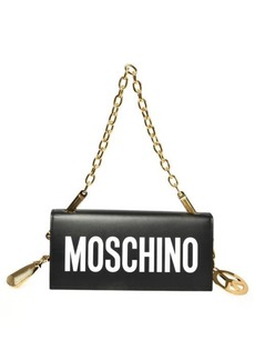Moschino Logo Leather Shoulder Bag in Fantasy Print Black at Nordstrom