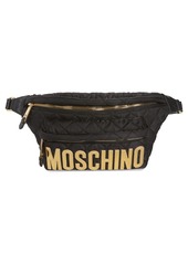 Moschino Logo Quilted Belt Bag in Fantasy Print Black at Nordstrom