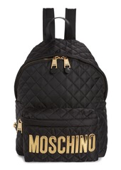 Moschino Logo Quilted Nylon Backpack in Fantasy Print Black at Nordstrom