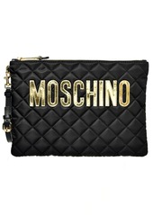 Moschino Logo Quilted Nylon Clutch in Fantasy Print Black at Nordstrom