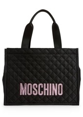 Moschino Logo Quilted Nylon Tote