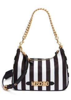 Moschino Logo Stripe Nylon Hobo Bag
