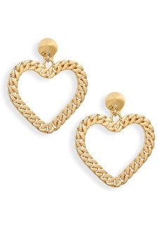Moschino Love Curb Chain Heart Drop Clip-On Earrings