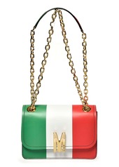 Moschino M Italian Slogan Leather Shoulder Bag