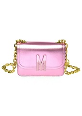 Moschino M Metallic Leather Shoulder Bag in Fantasy Print Fucsia at Nordstrom