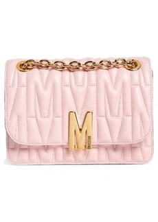 Moschino Medium M Logo Quilted Leather Shoulder Bag