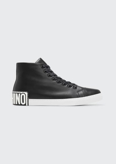 Moschino Men's Maxi Logo Leather High-Top Sneakers