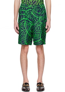 Moschino Navy & Green Wave Shorts