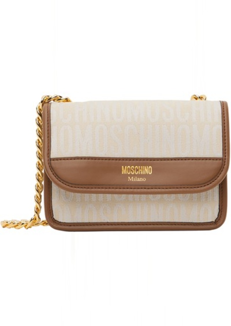 Moschino Off-White & Tan Logo Shoulder Bag