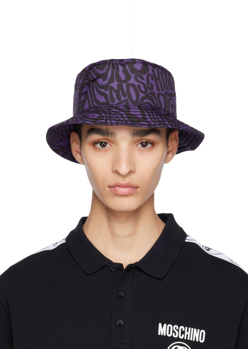 Moschino Purple & Black Graphic Bucket Hat