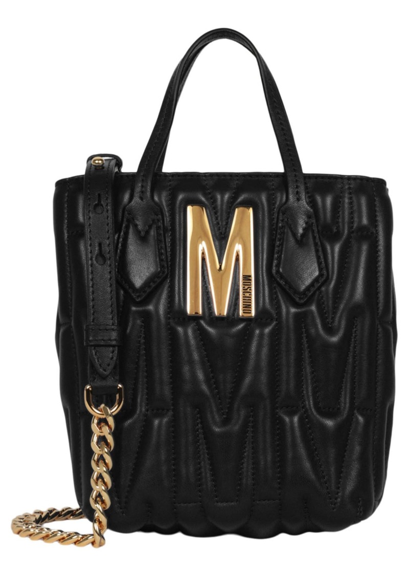 Moschino Quilted Leather Satchel Bag in Black at Nordstrom Rack