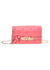 Moschino Quilted Logo Leather Wallet on a Chain in Fantasy Print Pink at Nordstrom