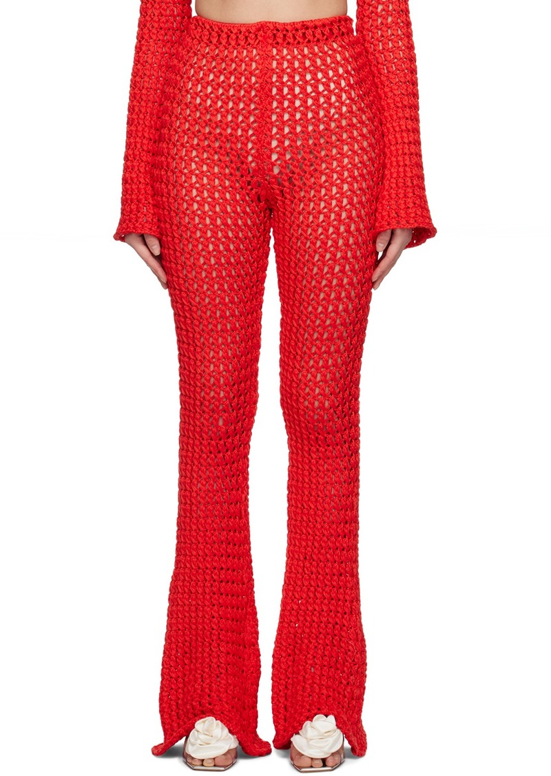 Moschino Red Crocheted Lounge Pants