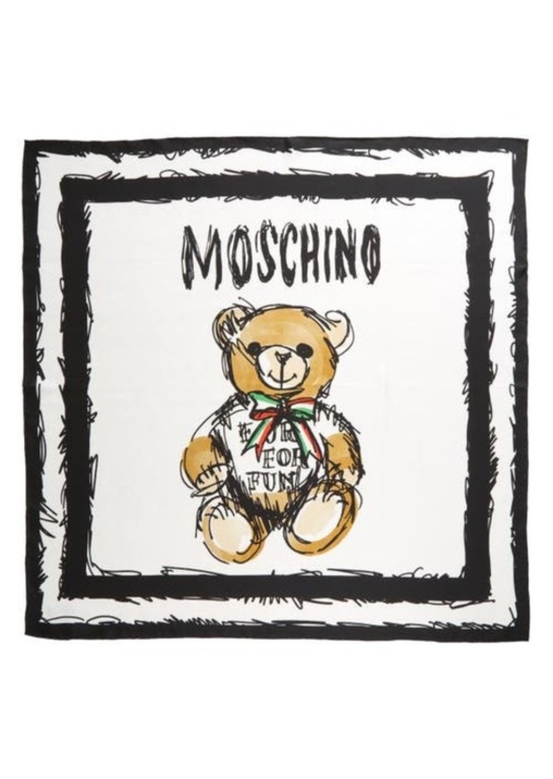 Moschino Teddy Bear Logo Silk Square Scarf