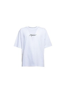 MOSCHINO White cotton T-shirt with logo embroidery Moschino