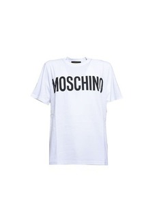 MOSCHINO White cotton T-shirt with logo print Moschino