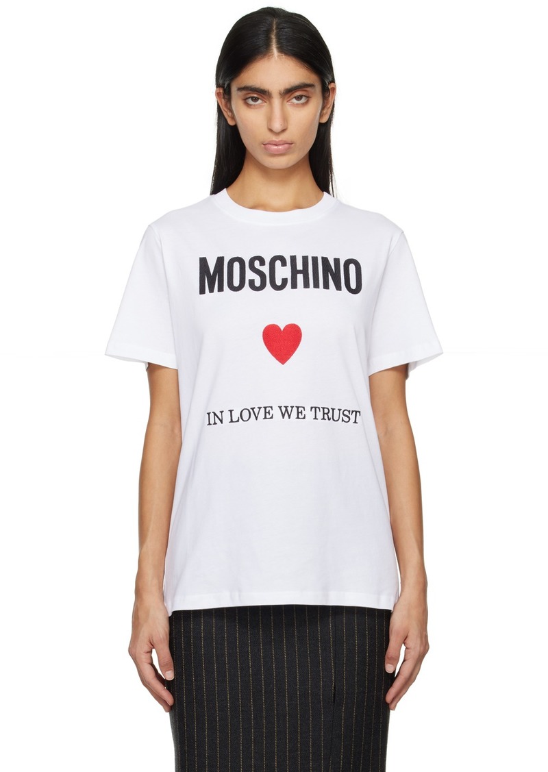 Moschino White 'In Love We Trust' T-Shirt