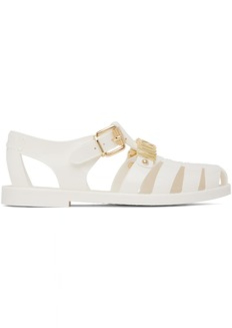 Moschino White Jelly Lettering Logo Sandals