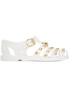 Moschino White Teddy Stud Jelly Sandals