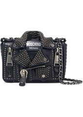 Moschino Woman Embellished Leather Shoulder Bag Gunmetal