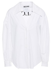 Moschino Woman Embroidered Cotton-blend Poplin Shirt White