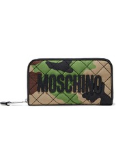 Moschino Woman Logo-appliquéd Quilted Printed Twill Continental Wallet Army Green