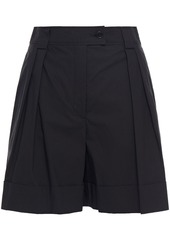 Moschino Woman Pleated Cotton-blend Poplin Shorts Black