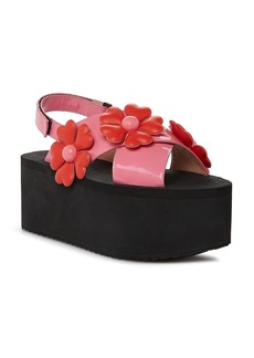 Moschino Women's Heart Flower Crossover Platform Sandals