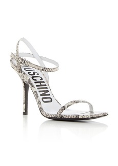 Moschino Women's Snake Embossed Square Toe Sandals